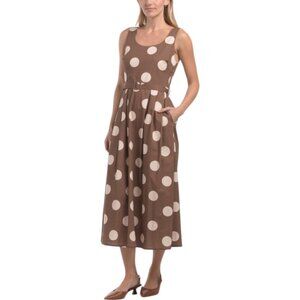 LINEA MODA Made In Italy Sleeveless Polka Dot Midi Dress
